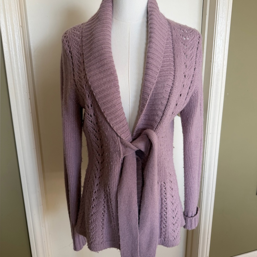 A. Giannetti Angora Blend Tie Front Cardigan Sweater Pink M/M - Picture 2 of 10